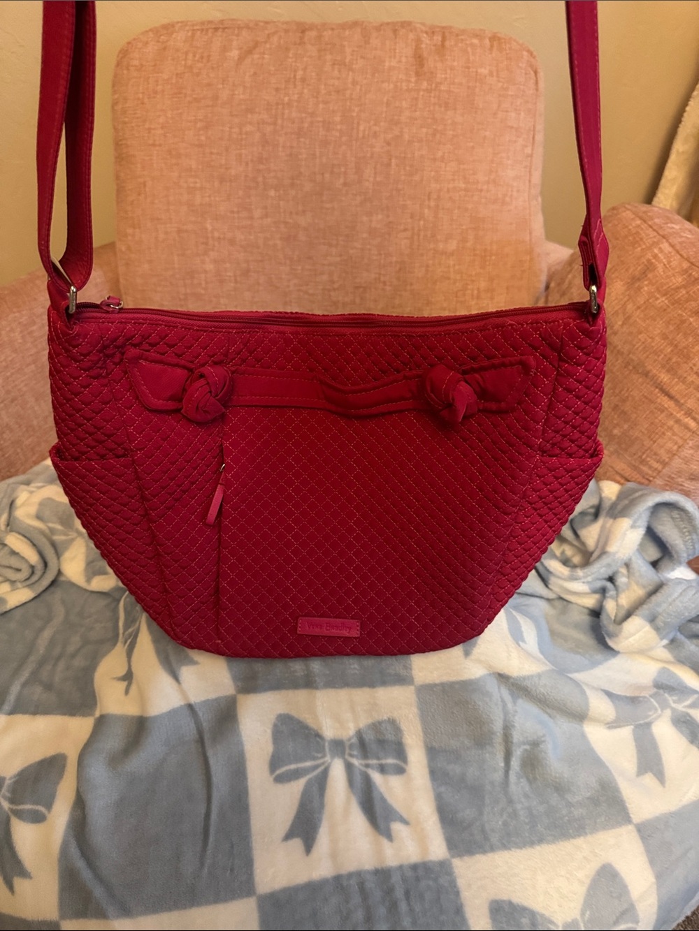 Vera Bradley Quilted Raspberry Shoulder Bag